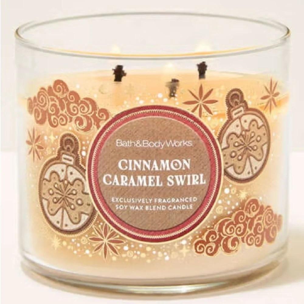 Bath & Body Works Cinnamon Caramel Swirl Candle - Brown and Cream - Picture 1 of 2